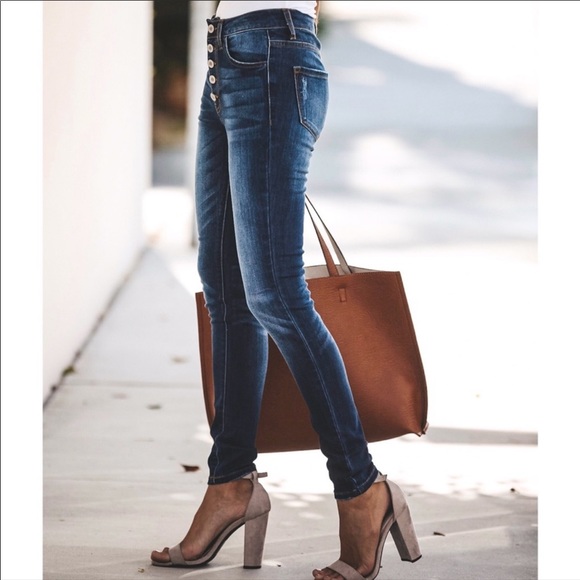 High Rise Waist Skinny Denim Jeans New - Picture 4 of 5